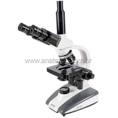 Microscópio Biológico Trinocular Aumento de 40x até 1600x com Objetivas Acromáticas e Iluminação 20W Halogênio.